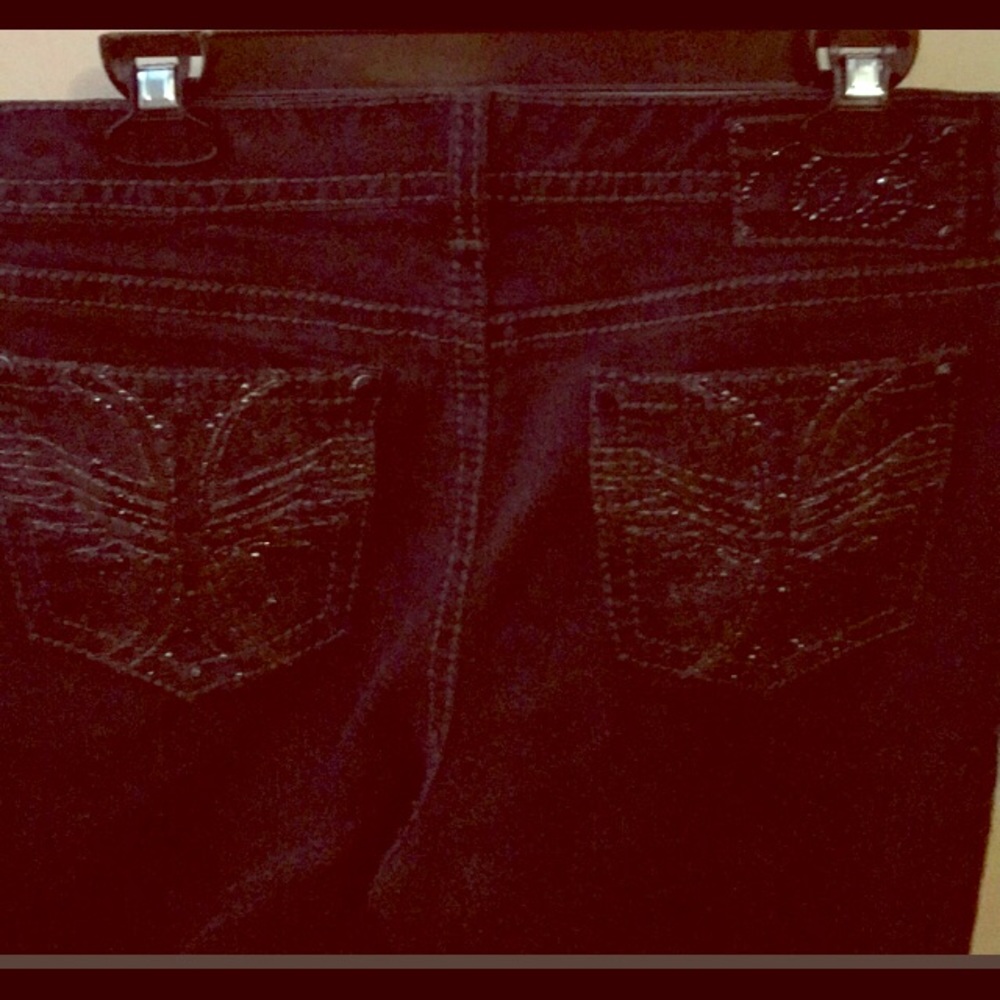 Black grey 14/31 Rhinestone pockets jeans.
